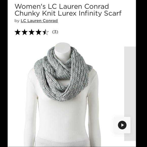 Lauren Conrad infinity scarf gray with silver - Picture 1 of 8